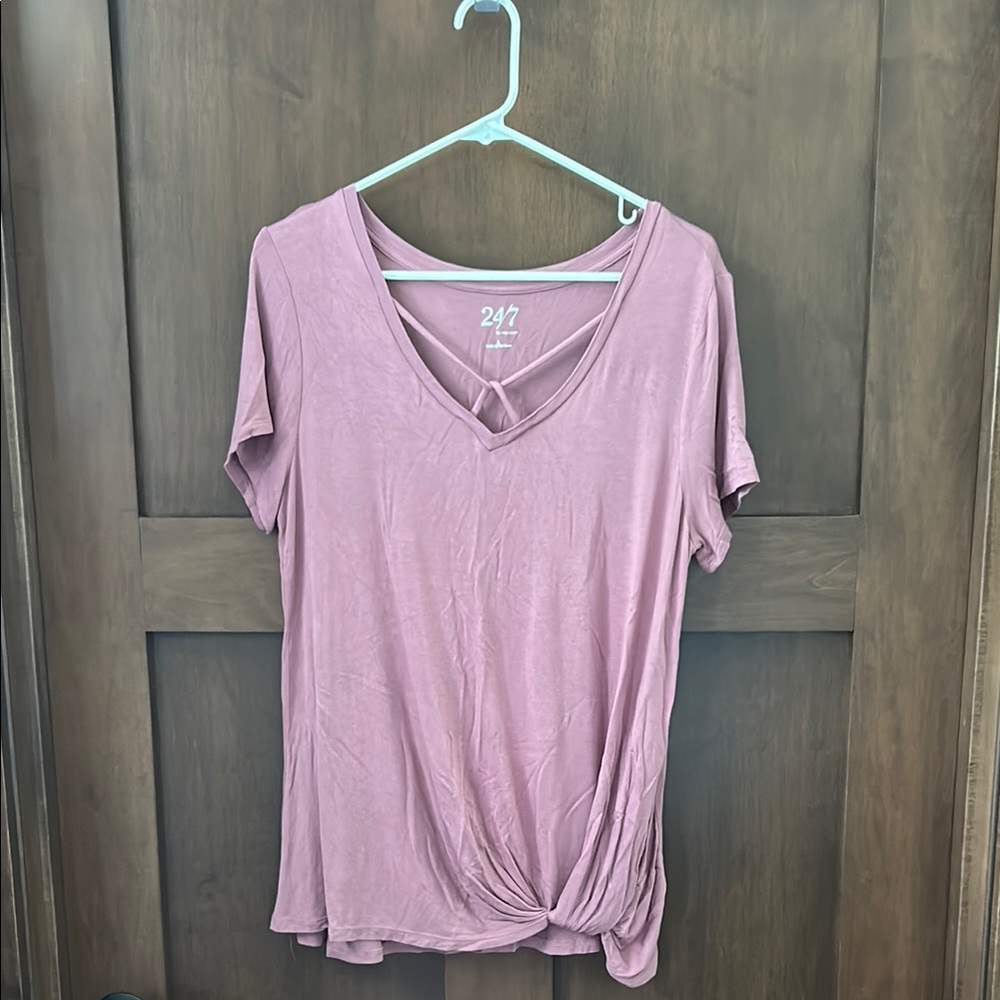 Maurices Tie Front and Criss Cross Short Sleeve Top